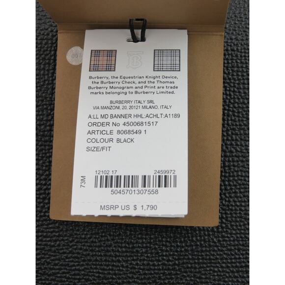 $1790 BURBERRY BANNER BLACK LEATHER HOUSE CHECK CANVAS SHOULDER MEDIUM TOTE BAG - Picture 15 of 16